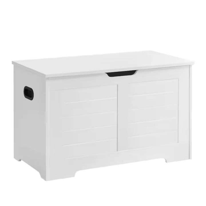 VASAGLE Puff Almacenaje, Banco Almacenaje con 2 Bisagras de Seguridad, Baúl Almacenaje, Banco Zapatero, Estilo de Campo, 40 x 80 x 46 cm, para Pasillo Dormitorio Salón, Blanco Nube/Marrón Rústico - 1