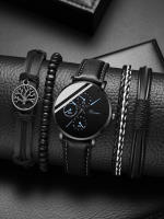 Set De 5 Relojes Deportivos Para Hombre Moda Negocios Cuarzo Reloj De Pulsera Lujo Correa De Cuero Reloj Casual Para Hombres - details 0