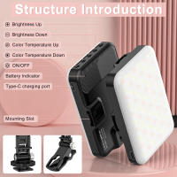 Luz De Rellenado Para Videoconferencia LED Recargable Con Clip Para Teléfono iPhone Android iPad Laptop Maquillaje TikTok Selfie Vlog - details 1