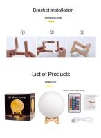 Lámpara De Noche LED Recargable 16 Colores Lámpara De Luna 3D Impresión Táctil Decoración Para Hogar Regalos De Cumpleaños Para Niños - details 5