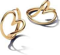 Pendientes de aro Pandora Essence 263807C00 con forma de corazón orgánico, de plata de ley con baño de oro, 24,5 x 25,9 x 19,7 mm, sin gemas，Incluye Caja Original - details 0