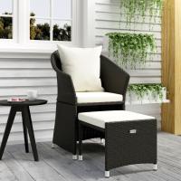 vidaXL Set de muebles de jardín 2 pzas y cojines ratán sintético en color Negro/Marrón/Gris | acolchados duraderos para sofás de jardín terraza exterior - details 0