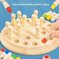 Juego De Ajedrez De Madera Con Tablero De Memoria Colores Juguete Educativo Para Niños Entrenamiento - details 0