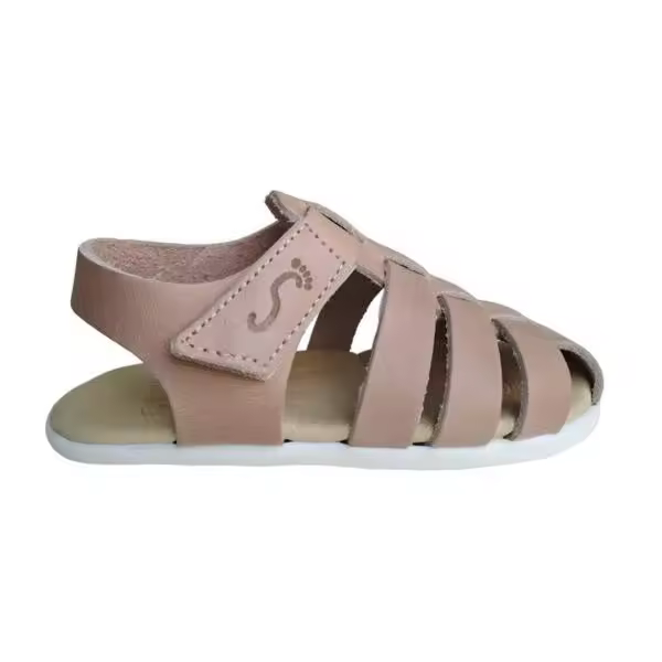Nens, sandalias barefoot de piel para niños y niñas. De tacto muy suave, fabricadas en España. Muy flexibles y blanditas. Cierre de banda adherente. Destalonadas. - 1