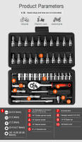 Juego De Herramientas 46 Piezas Para Coche Con Destornilladores Y Bits Llaves De Fijación Rápida Y Juego De Esterillas Herramientas Manuales Combinadas - details 0
