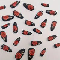 Arte De Uñas De Almendra Con Rosas Rojas Y Accesorios De Hoja Metálica 24 Piezas Destacando La Misteriosidad Y Romantismo En Tus Manos - details 2