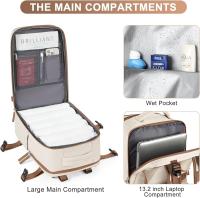 Mochara de viaje grande para Mujeres y helbres, mochara de mano, mochila de senderismo, mochara deportiva para exteriores, mochila informal, artículos Esenciales de Viaje (beige Y marrón) - details 0