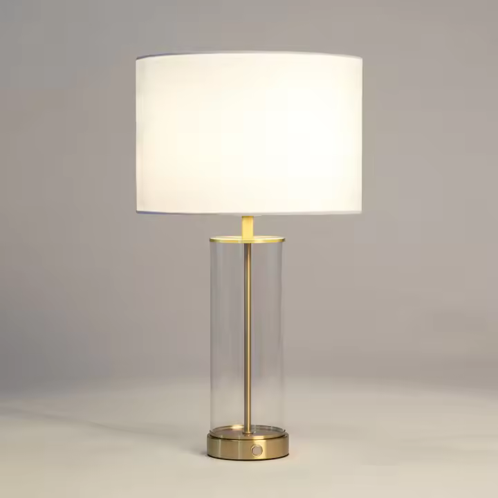 Ledkia Lámpara de Mesa Metal y Cristal Malta con Interruptor táctil y Batería Recargable Blanco - 1