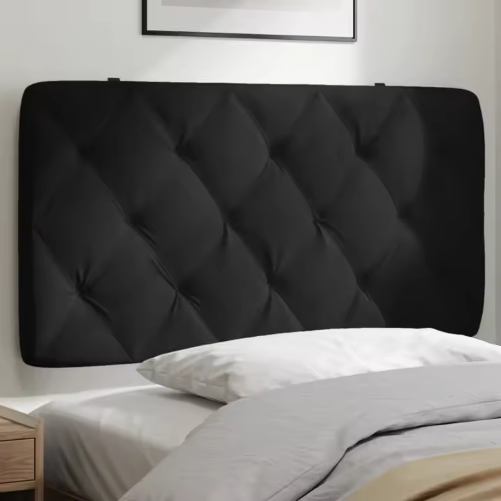 Cabecero de cama acolchado terciopelo negro 100 cm - 1