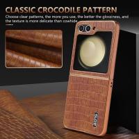 Funda De Teléfono De Cuero Con Patrón De Cocodrilo Lujo Para Samsung Galaxy Z Flip 6 5 4 3 Flip6 5G Shockproof Electroplat Frame Cubierta Suave - details 2