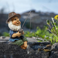 Estatua De Pecador Gnome Para Jardín Figura De Enano Mágica Decoración Para Valla Patio Jardín Pared Material RESIN - details 6