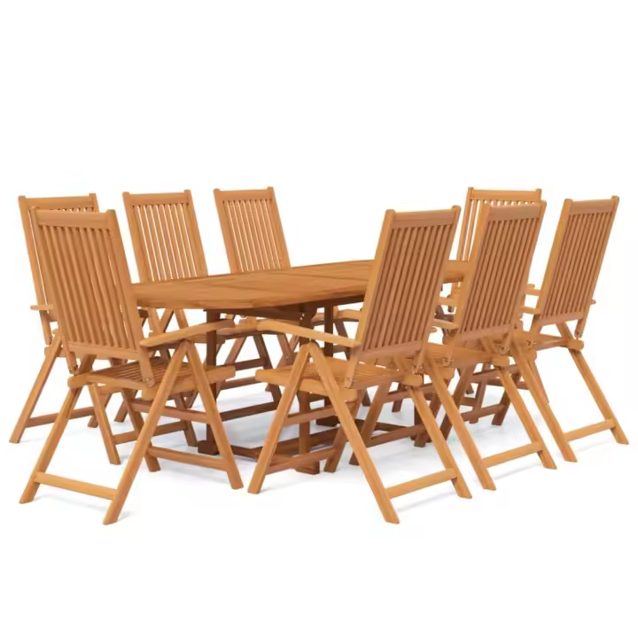 vidaXL Juego de comedor para jardín 9 piezas madera maciza de acacia - 1