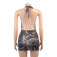 Vestido De Verano Explosivo Para Mujer Con Estampado a Cuadros Ajustado Y Cómodo Estilo Halter De Venta En Europa Y Estados Unidos - details 8