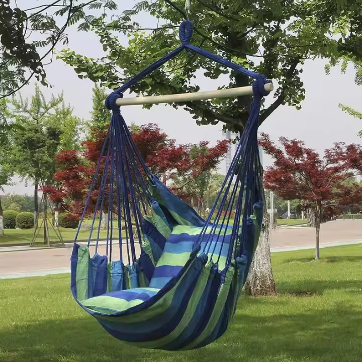 LILI HOME Silla Colgante de Macramé | Ø80 x 120 cm | Elegancia y Confort ideal para interiores y exteriores. Su diseño artesanal en tono beige aporta un toque bohemio y elegante a cualquier ambiente, ya sea en el jardín, terraza, balcón o dentro de casa. - 1