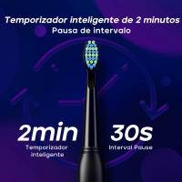 Seago cepillo de dientes eléctrico sónico, cepillo electrico con 8 cabezas, carga USB, cepillo de dientes eléctrico ultrasónicos 5 modos y temporizador, IPX7 Impermeable, para viaja (negro) - details 11