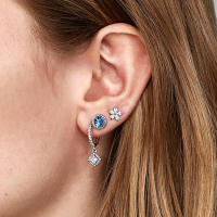 Pandora Pendientes de Botón en Plata de Popo de Nieve Brillante 299239C01,Incluye Caja Original - details 0
