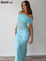Vestido Largo Bodycon Elegante Para Mujer Con Cuello Abierto Y Manga Corta En Malla Patchwork Irregular Con Aros Ruched Slim Stretch - details 6