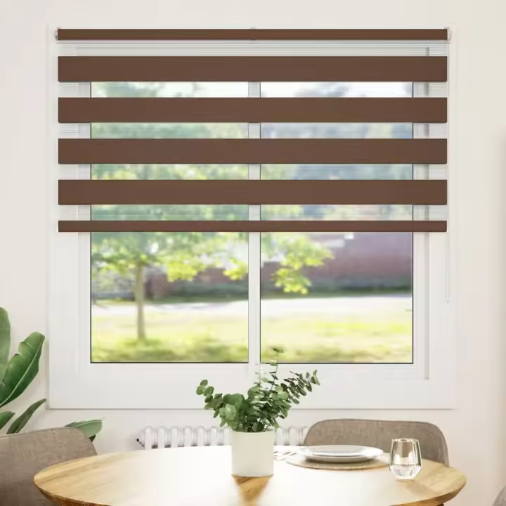 Estor cebra marrón 140x150 cm tejido ancho 135,9 cm poliéster - 1