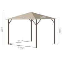Cenador de Jardín 3x3m con orificios de ventilación, 4 paneles laterales, prueba de óxido, de aluminio y poliéster 2,97x2,6 M Caqui - details 6