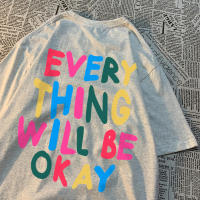 Camiseta De Algodón Para Hombre Every Thing Will Be Okay Estilo Casual Veraniego Cuello Redondo Suelto Moda Breathability - details 24