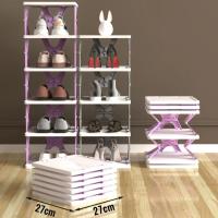 Estante Plegable Para Zapatos De Plástico Multi-Nivel Ahorro De Espacio Rack De Almacenamiento Desmontable Sin Instalación Requiere - details 12