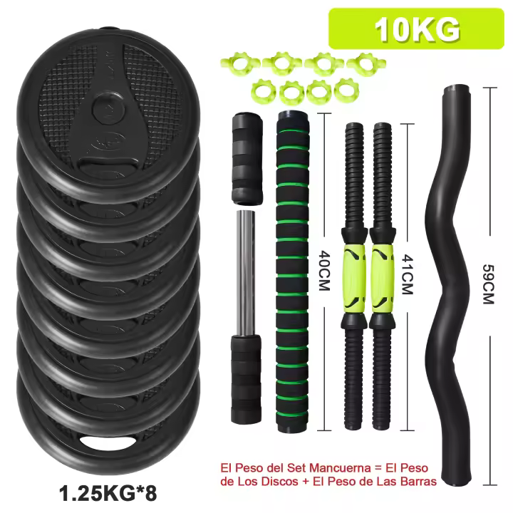 ALLINLIFE JUEGO DE MANCUERNAS AJUSTABLE MULTIFUNCIONAL 4 EN 1, 10KG,15KG,20KG,30KG TOTAL,CON MANGO OPCIONAL PARA KETTLEBELL, BARRA CURL Y  RECTA, RUEDA ABDOMINAL,FLEXIONES, ENVÍO RAPIDO DESDE EUROPA - 1