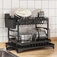 WellHome Escurreplatos de Tres Niveles color Negro – Organizador de Platos de Gran Capacidad para Cocina y Fregadero - details 4