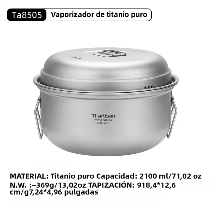 Tiartisan Juego De Olla De Camping De Titanio 2.1L/ 2.8L Con Compartment De Vapor Multifuncional Y Ligera Para Exterior - 1