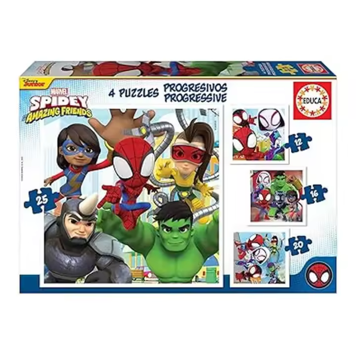 Educa Conjunto de Puzzles Progresivos Spidey and His Amazing Friends 12-16-20-25 Piezas 19295 - 1