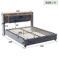 Cama tapizada en terciopelo 140x200/160x200 cm con USB, cabecero con almacenaje y canapé abatible - details 0