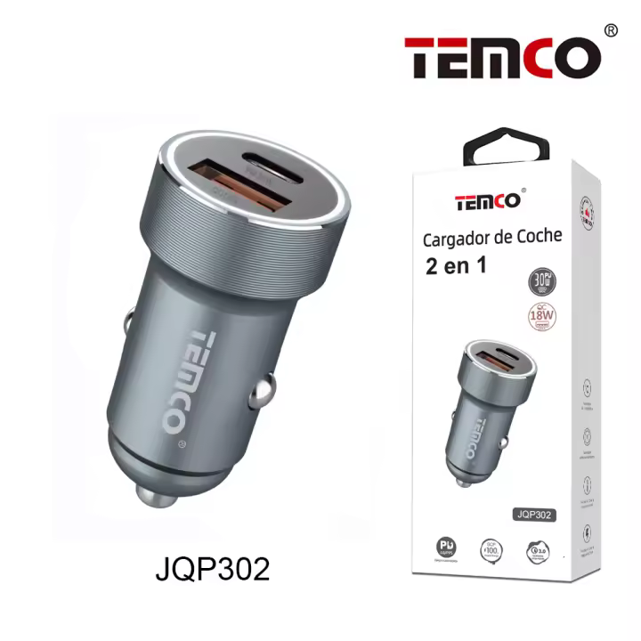 TEMCO 48W Cargador Coche USB Metal Cargador de Coche, PD 30W & QC 18W Cargador Coche Rapido, Cargador Coche Carga Rapida Tipo C con iPhone 14/13/12/11, iPad, Samsung, Huawei Xiaomi y más - 1