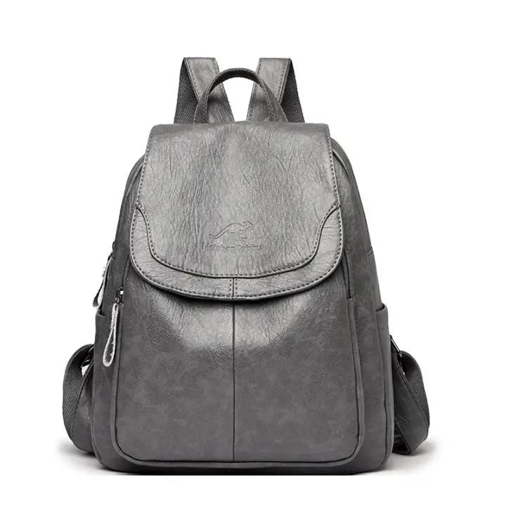 Mochilas de cuero para mujer bolsos de hombro femeninos Vintage bolsos de viaje Casuales - 1