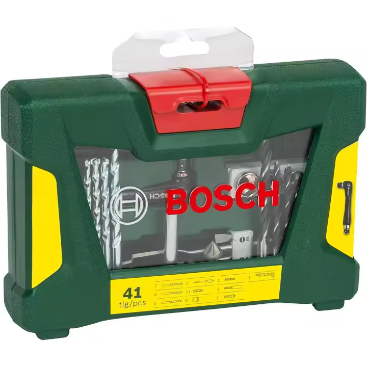 Bosch Maletín de 41 V-Line unidades para taladrar y atornillar (con portapuntas acodado, para madera, piedra y metal, Accesorios herramientas de perforación y atornillado) - 1