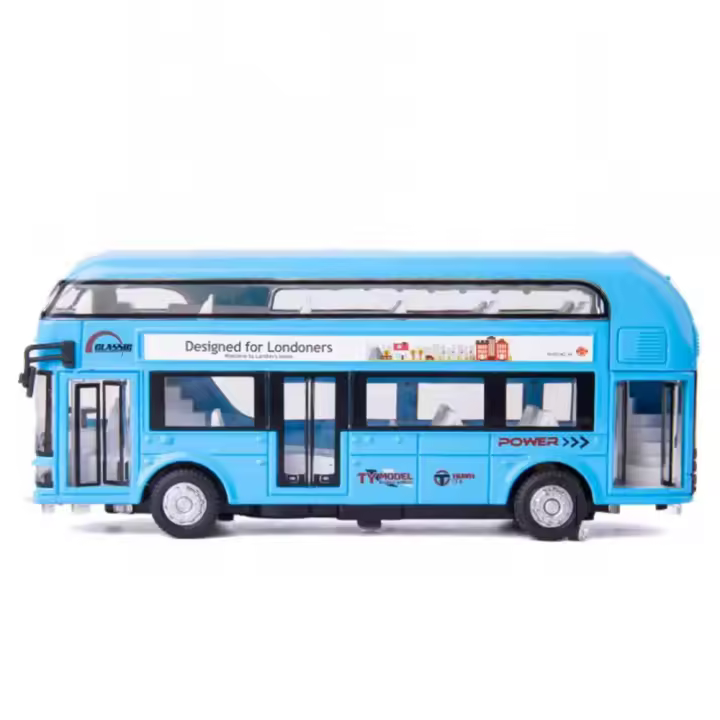 Modelo De Autobús De Doble Piso a Escala 1/36 En Aleación De Zinc Con Sonido Luz Puertas Abiertas Vehículo Coleccionable Regalo De Cumpleaños - 1