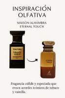 Eternal Touch de Maison Alhambra es una fragancia sofisticada y envolvente que ofrece una experiencia olfativa cálida y especiada, evocando la elegancia de combinaciones clásicas de tabaco y vainilla. Diseñada para quienes aprecian aromas intensos - details 0