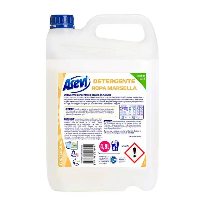 Detergente Asevi Marsella Líquido  Concentrado  Jabón Natural de Marsella - 85 lavados - 1