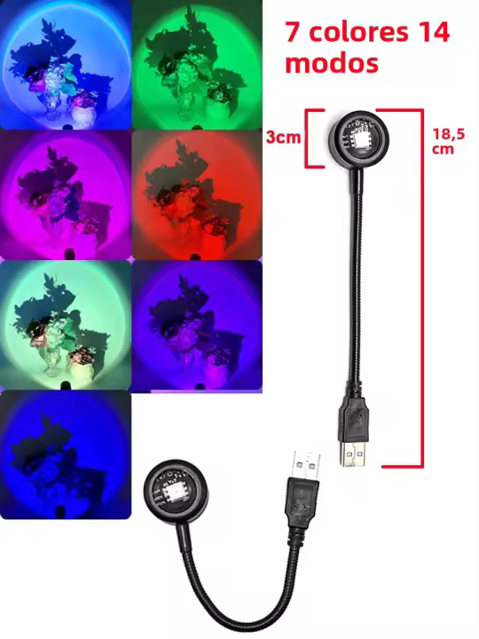 Lámpara De Ambiente USB Sunset Proyección De Atardecer Para Escritorio Luz Nocturna Para Dormitorio Lámpara De Noche Con Luz LED Para Decoración Del Hogar - 1