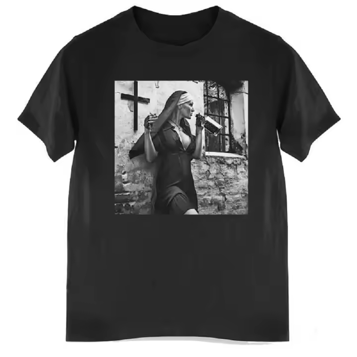 Camiseta De Algodón Para Hombre Estampado 2D Nun Smoking Drink O-Neck Manga Corta Casual Moda Verano Pullover - 1
