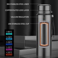 Botella Termo De Acero Inoxidable 1L Para Agua Fría Y Caliente Té Café Aislamiento Térmico Duración De 12-24 Horas Portátil Para Hombres - details 5