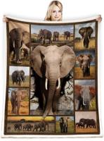 Manta De Elefante Salvaje Para Amantes De Los Animales Suave De Plush Para Sofá Cama Viaje Regalo Para Amigo Manta De Picnic Rectangular Antipelusa Portátil Estilo Moderno - details 1