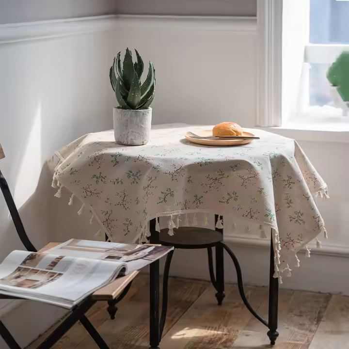 Mesa Redonda De Poliéster 100% Estilo Paisajístico Fresco Con Patrón Floral Cubierta De Mesa Rectangular Juego De 1 Pieza - 1
