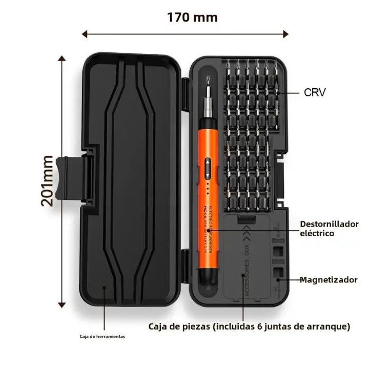 Kit De Destornilladores Eléctricos Mini Recargables Con 28 Brocas Magnéticas Precisión Herramientas De Reparación Sin Cable - 1