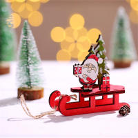 Modelo Pequeño De Adorno Navideño DIY De Madera Colores Sledo Decoración Con Ciervo Anciano Tirando De Un Carro Regalos Pequeños - details 0