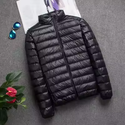 Nueva Marca Chaqueta De Pollo Ligera Para Hombres Otoño Invierno Estilo Casual Con Capucha Corta Ultrafina Y Slim Para Jóvenes - 1