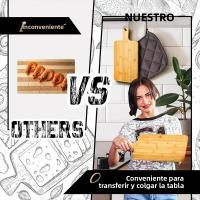 Tablero De Cortar De Bambú Con Mano Para Cocina Rectangular Ecológico Para Pizza Pan Queso Charcutería Fruta Verduras - details 4