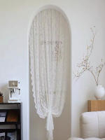 Cortinas De Cola De Fénix Clásicas De Encaje 1 Pieza Tres Colores Tejidas Con Hilo Para Decoración Exterior De Ventanas - details 12