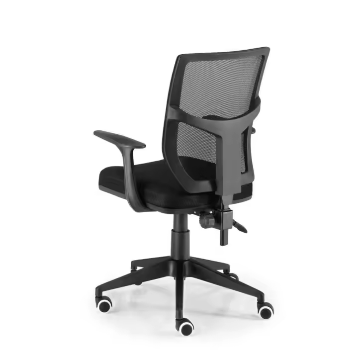 Tecno Oficinas - Silla Giratoria Operativa ROMA - Euromof | Negro | Brazos Fijos | Asiento relleno de goma - 1