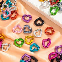 30pcs Bolas De Corazón De Acrílico Metálico Para Creación De Joyas DIY Tamaños 21x19MM Accesorios Para Pulseras Collares Y Aretes - details 8