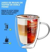2 Pcs Tazas De Café Con Mano De Vidrio Doble Capa 12oz Resistentes Al Calor Para Espresso Cappuccino Latte Té Taza Ecológica Para El Hogar - details 5