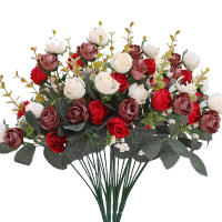 Rosa De Seda Artificial 1PC Para Arreglo Floral En Vaso Decoración De Navidad Boda Año Nuevo Scrapbooking Bouquet De Casa - details 3